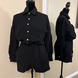 Two Piece Set Loose Oversized Shirt High Waisted Pants High Rise Shorts Summer S